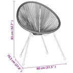 Juego de comedor de jardín 5 piezas ratán PVC negro