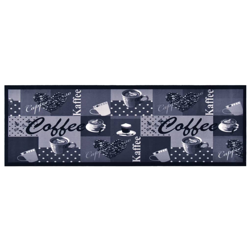 Alfombra de cocina lavable Coffee azul 45x150 cm
