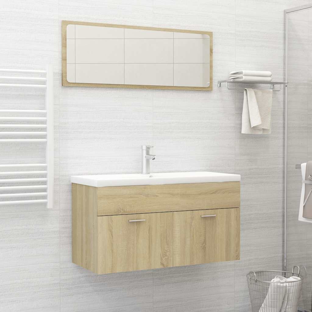 Conjunto de muebles de baño 2 piezas contrachapada blanco