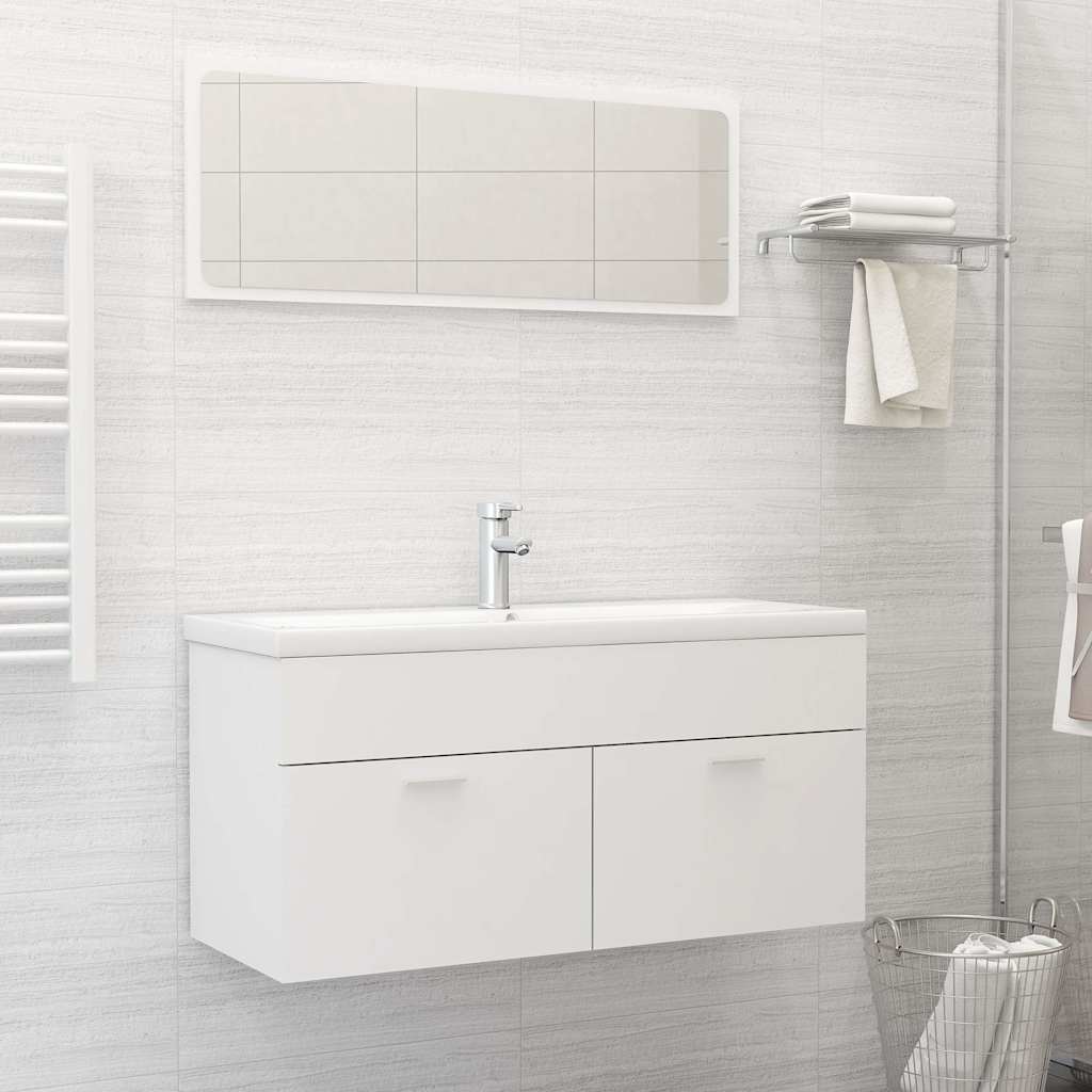 Conjunto de muebles de baño 2 piezas contrachapada blanco