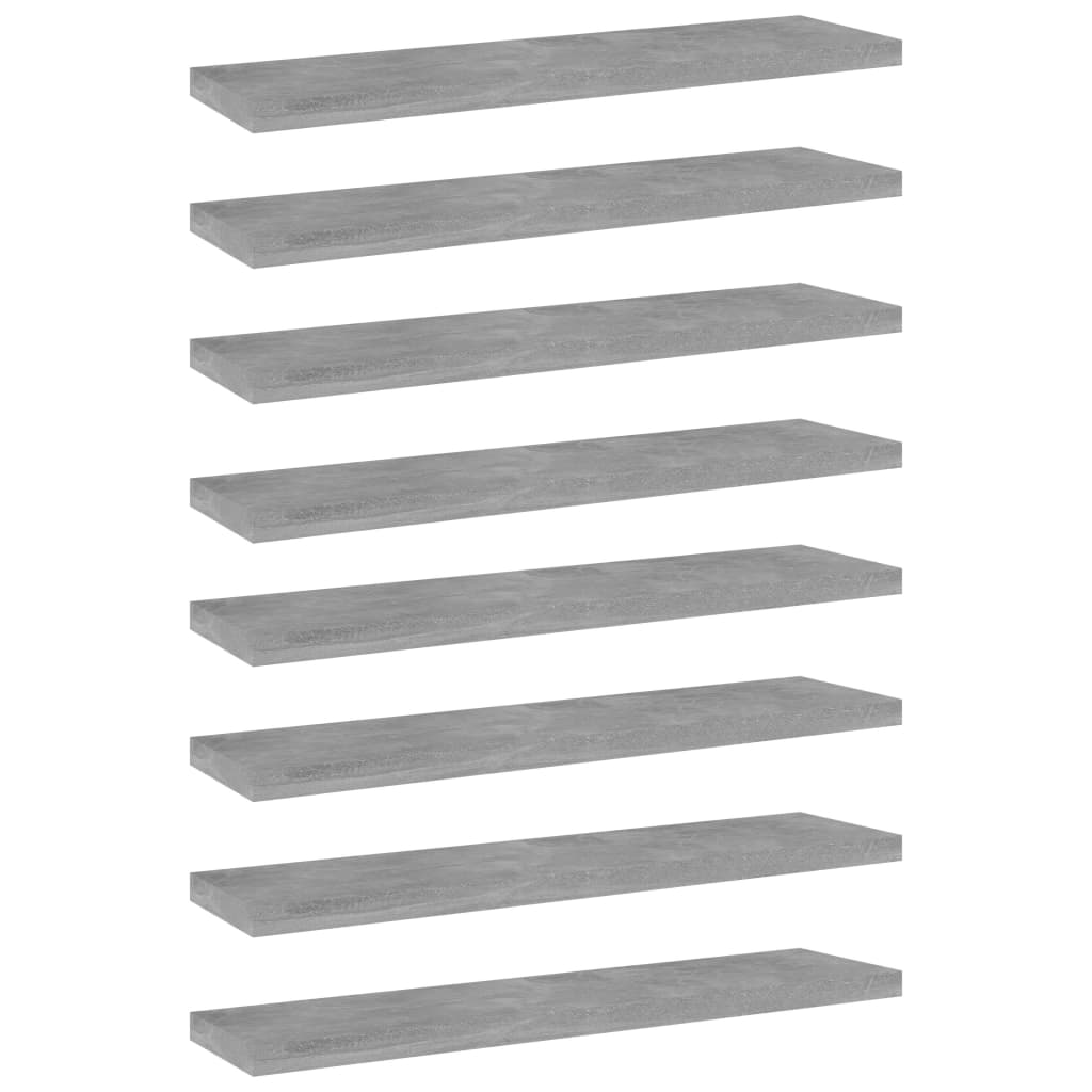 Estante estantería 4 uds contrachapada gris brillo 100x10x1,5cm