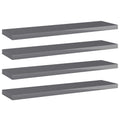 Estante estantería 4 uds contrachapada gris brillo 40x10x1,5 cm