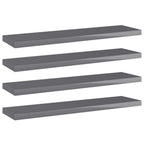 Estante estantería 4 uds contrachapada gris brillo 40x10x1,5 cm