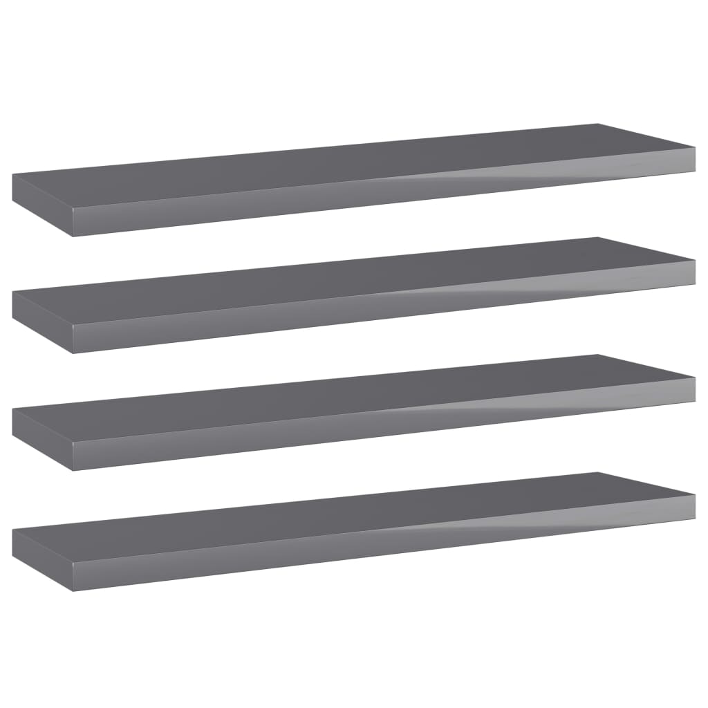 Estante estantería 4 uds contrachapada gris brillo 40x10x1,5 cm