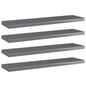 Shelf 4 pcs plywood glossy gray 40x10x1.5 cm