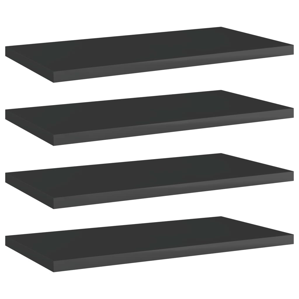 Estante estantería 4 uds contrachapada gris brillo 40x20x1,5 cm
