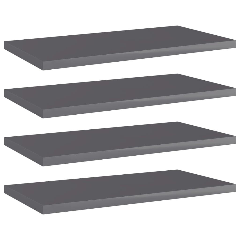 Estante estantería 4 uds contrachapada gris brillo 40x20x1,5 cm