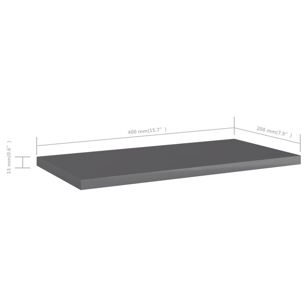 Estante estantería 4 uds contrachapada gris brillo 40x20x1,5 cm