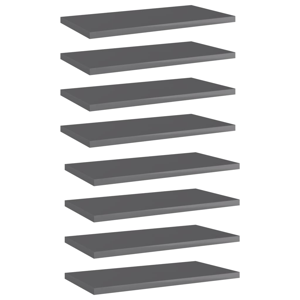 Estante estantería 4 uds contrachapada gris brillo 100x10x1,5cm