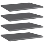Estante estantería 4 uds contrachapada gris brillo 40x20x1,5 cm