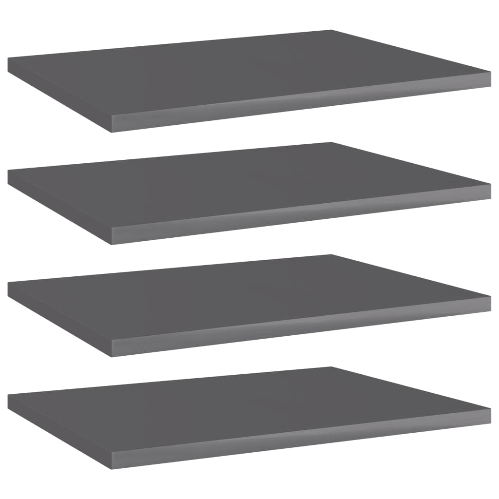 Estante estantería 4 uds contrachapada gris brillo 40x20x1,5 cm