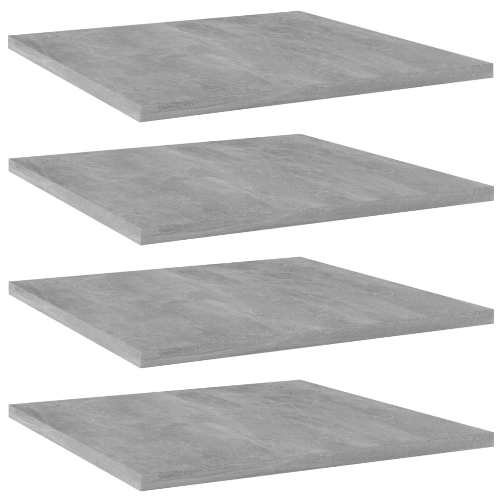 Estante estantería 4 uds contrachapada gris brillo 100x10x1,5cm
