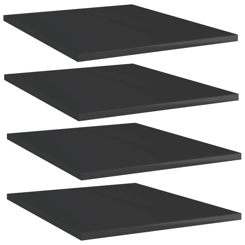 Estante estantería 4 uds contrachapada gris brillo 100x10x1,5cm