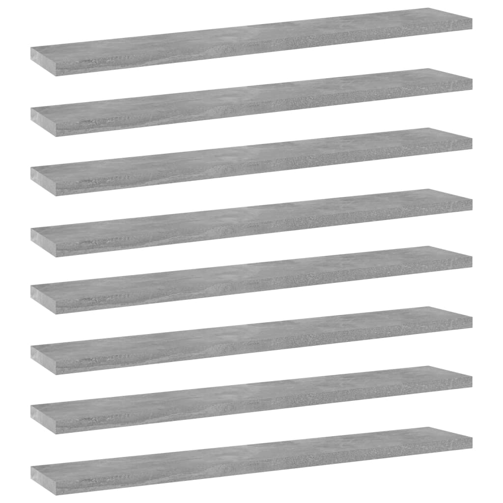 Estante estantería 4 uds contrachapada gris brillo 100x10x1,5cm