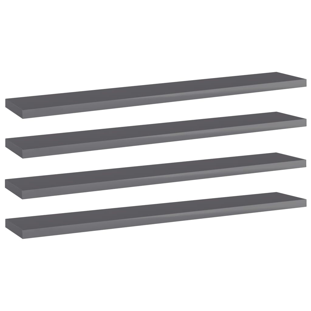 Estante estantería 4 uds contrachapada gris brillo 40x20x1,5 cm