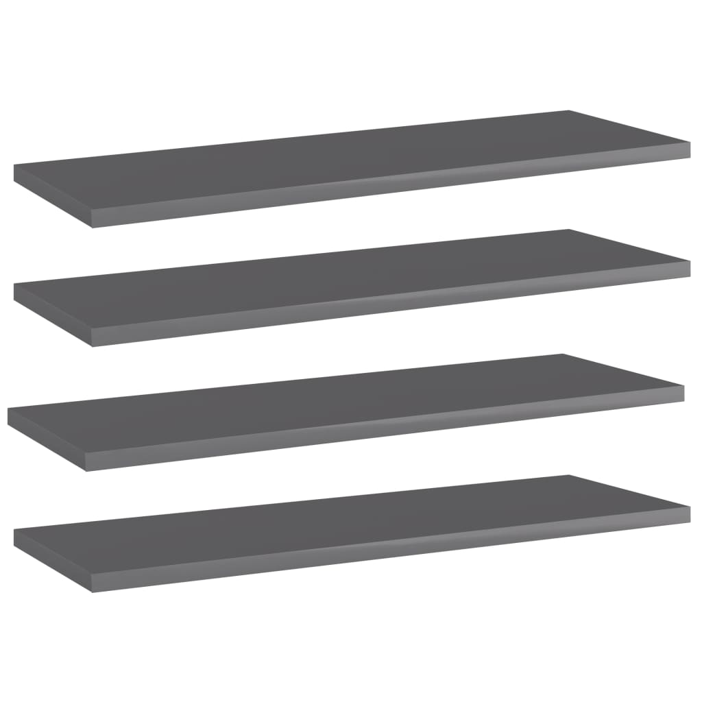 Estante estantería 4 uds contrachapada gris brillo 40x20x1,5 cm