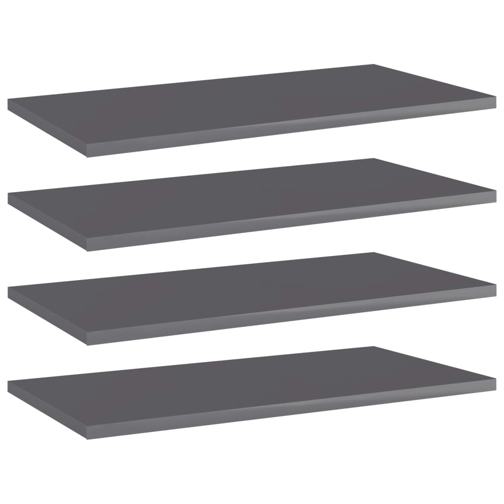 Estante estantería 4 uds contrachapada gris brillo 40x20x1,5 cm