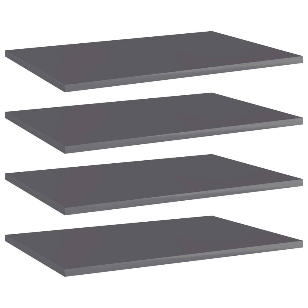 Estante estantería 4 uds contrachapada gris brillo 100x10x1,5cm