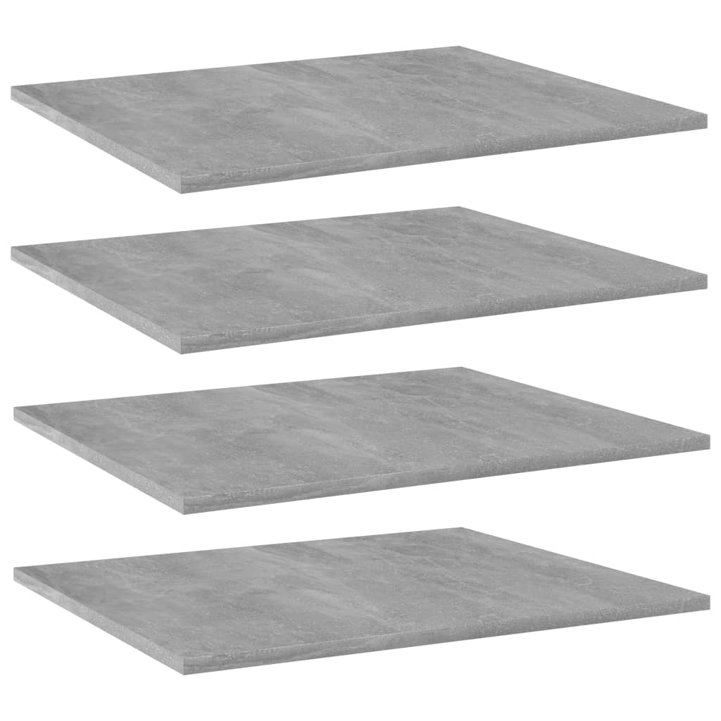 Estante estantería 4 uds contrachapada gris brillo 100x10x1,5cm