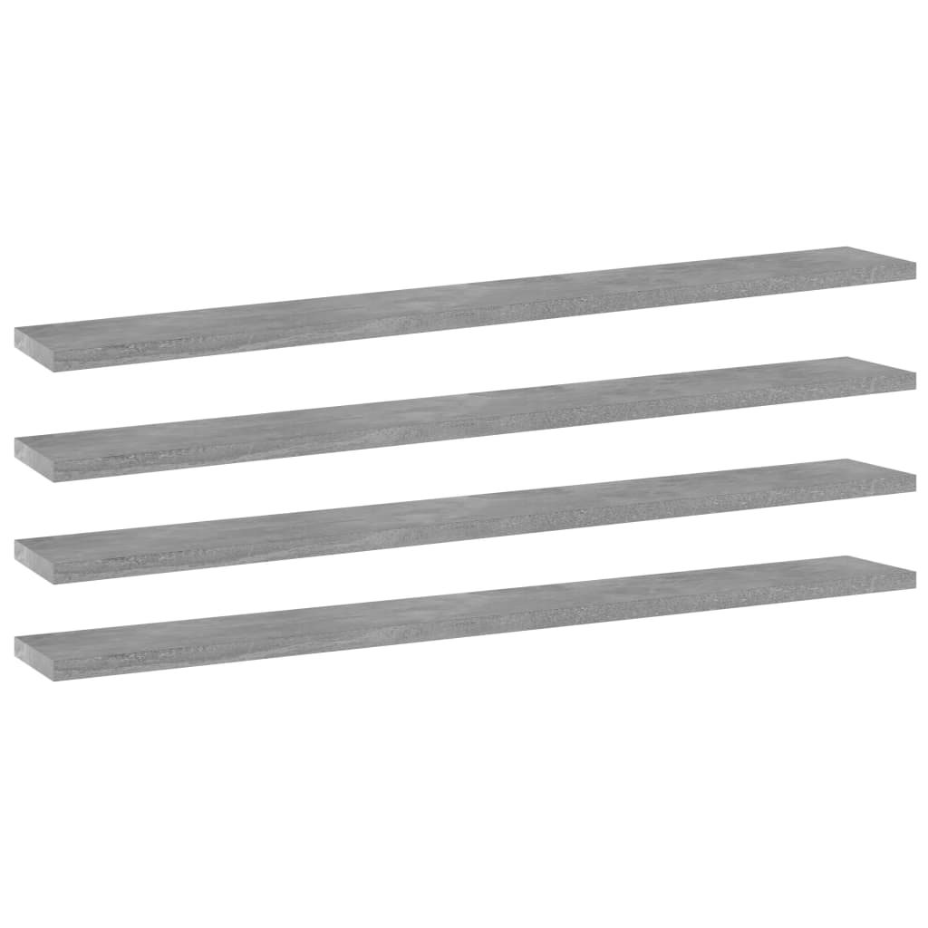 Estante estantería 4 uds contrachapada gris brillo 100x10x1,5cm