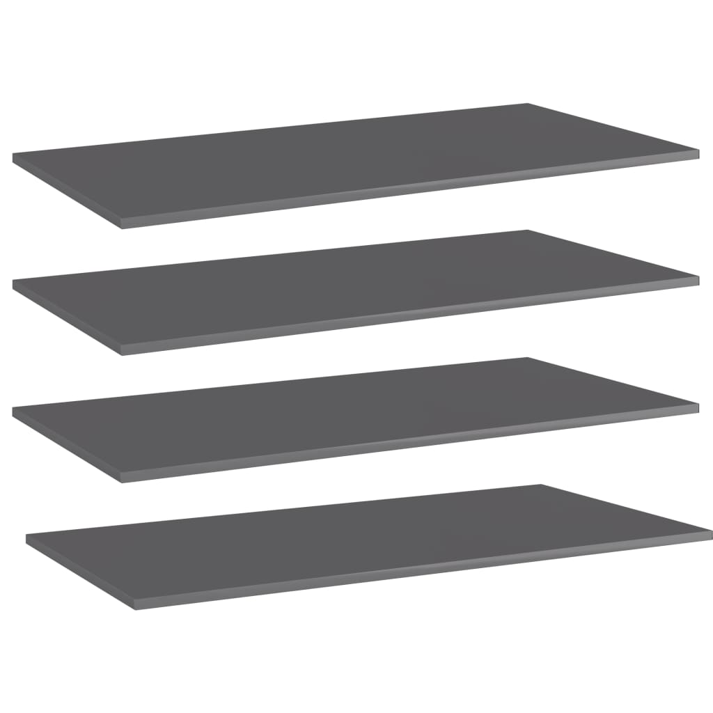 Estante estantería 4 uds contrachapada gris brillo 100x10x1,5cm