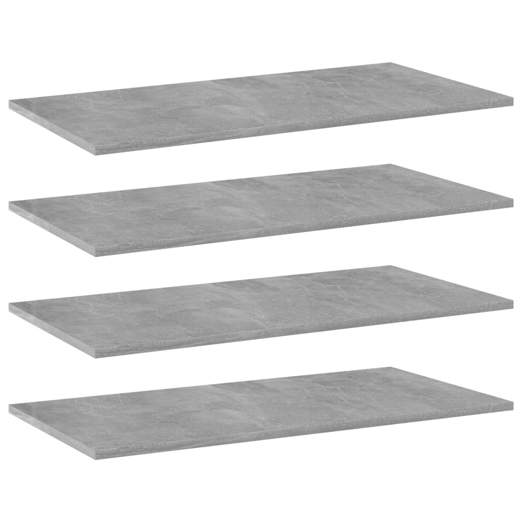 Estante estantería 4 uds contrachapada gris brillo 100x10x1,5cm