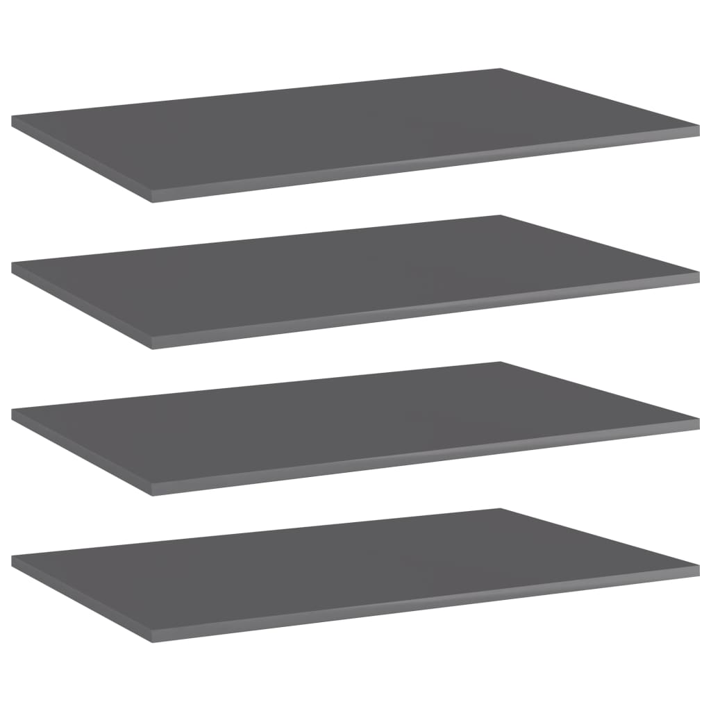 Estante estantería 4 uds contrachapada gris brillo 100x10x1,5cm