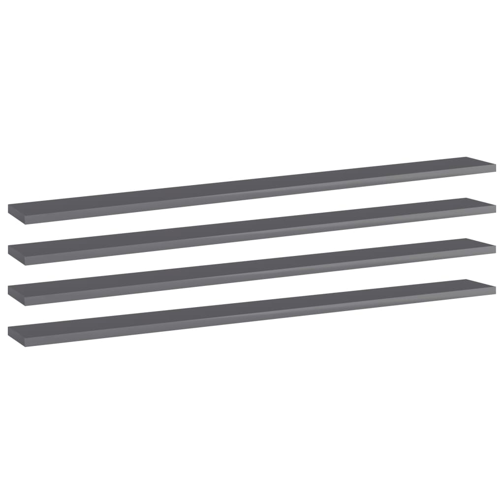 Estante estantería 4 uds contrachapada gris brillo 100x10x1,5cm