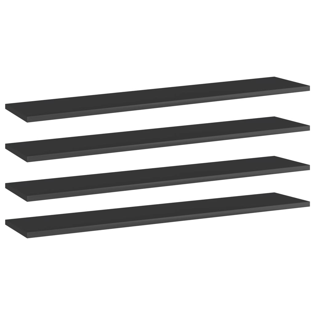 Estante estantería 4 uds contrachapada gris brillo 100x10x1,5cm