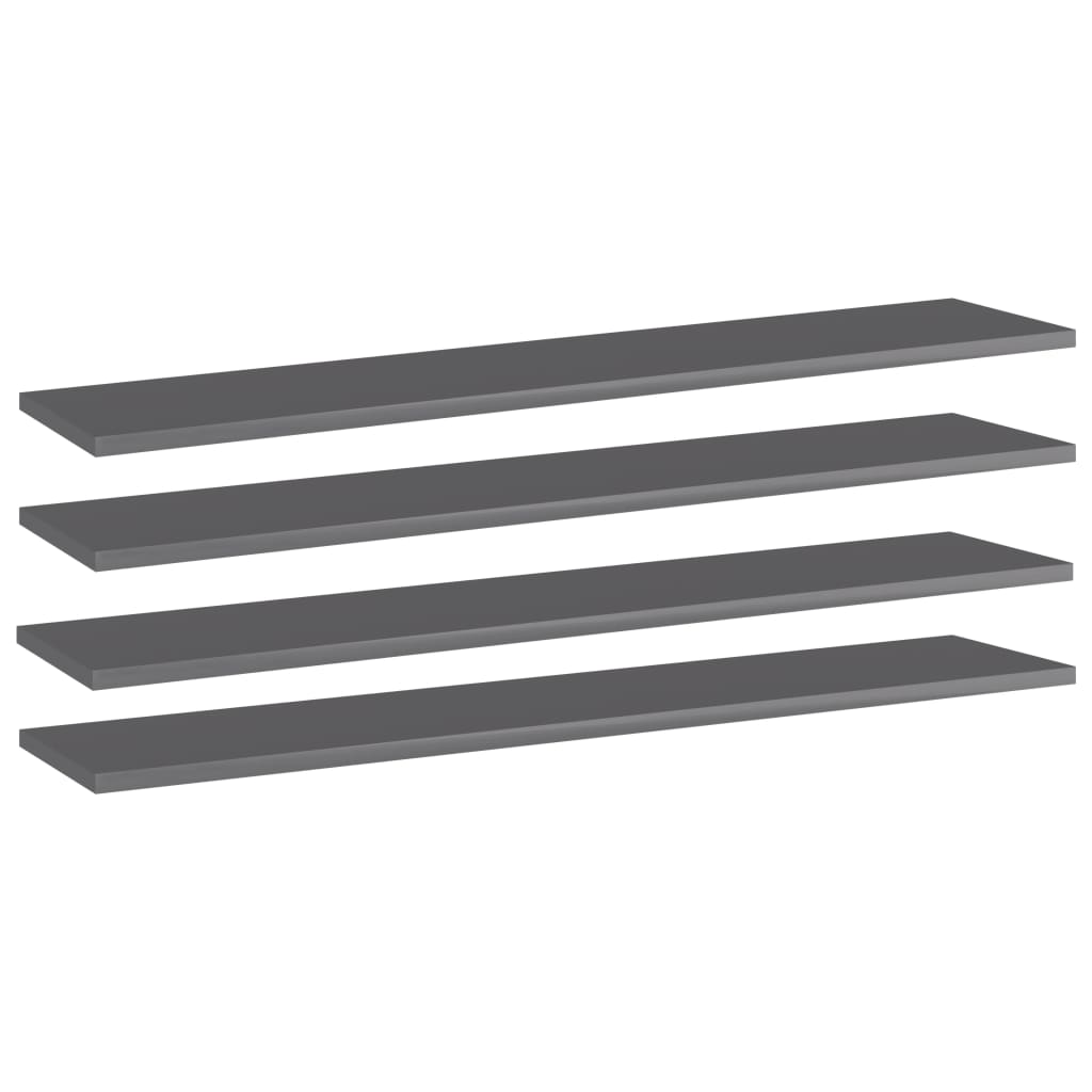 Estante estantería 4 uds contrachapada gris brillo 100x10x1,5cm
