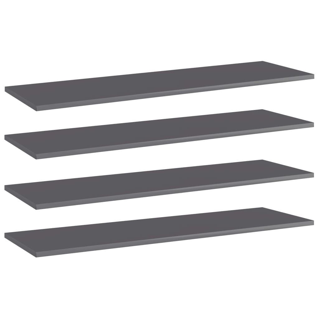 Estante estantería 4 uds contrachapada gris brillo 100x10x1,5cm