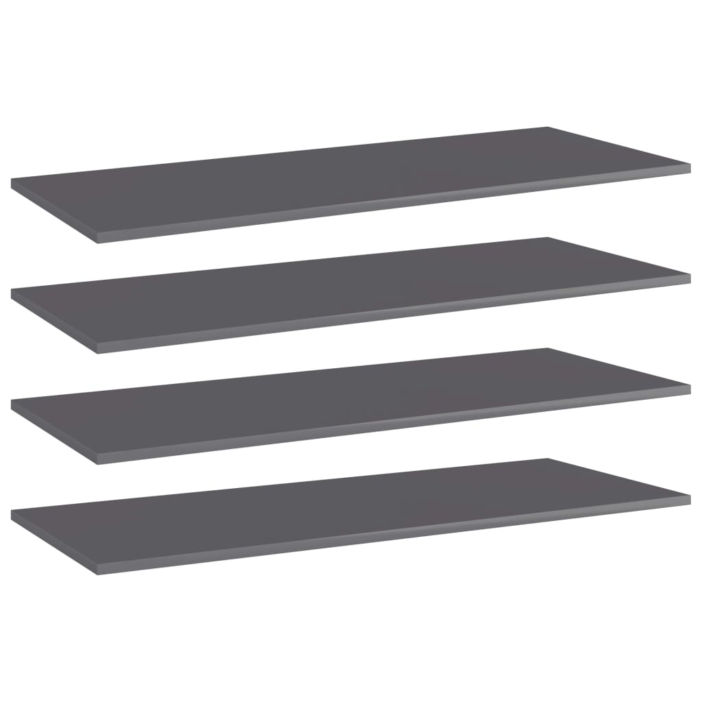 Estante estantería 4 uds contrachapada gris brillo 100x10x1,5cm