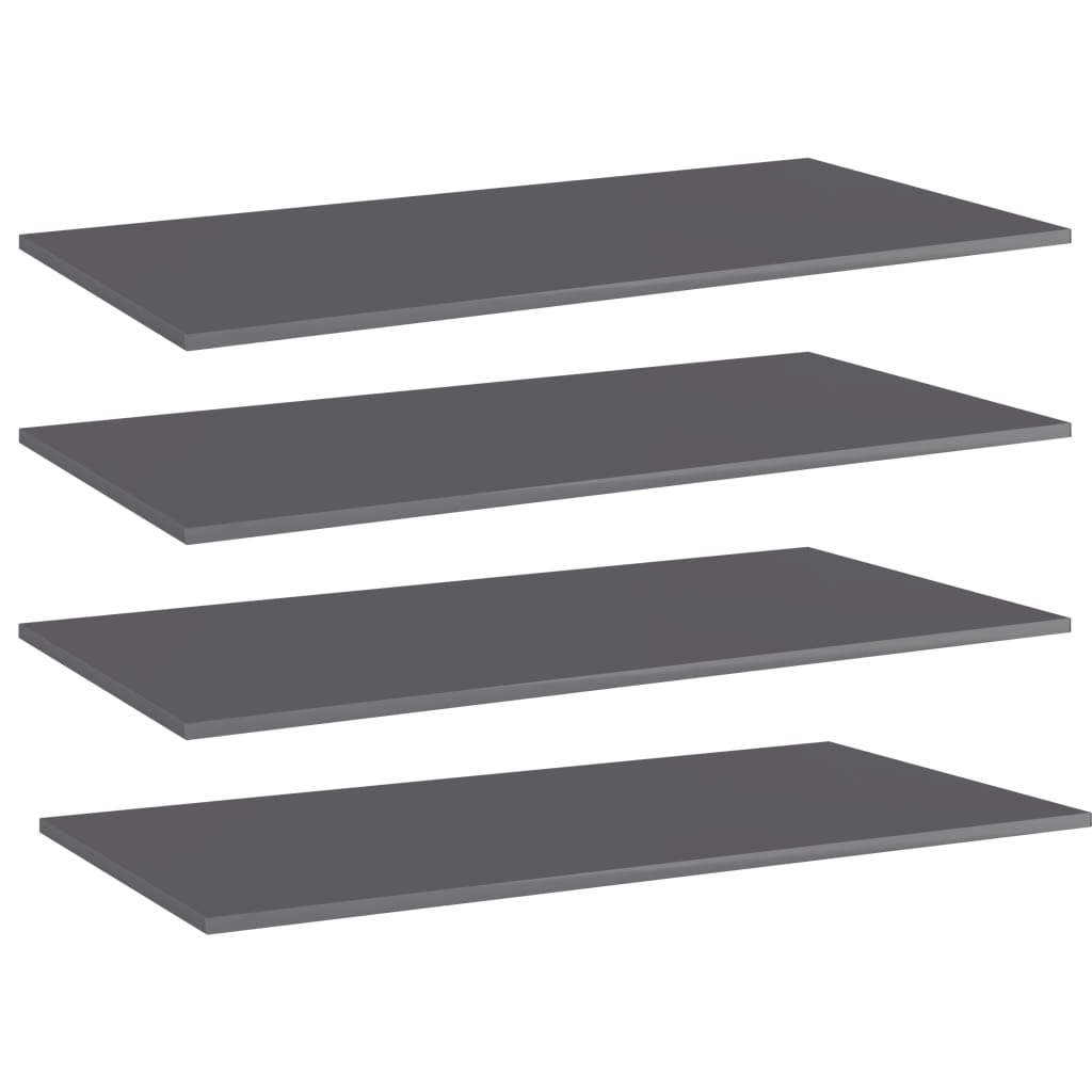 Estante estantería 4 uds contrachapada gris brillo 100x10x1,5cm