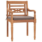 Sillas Batavia 2 uds madera maciza teca con cojines gris oscuro