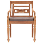 Sillas Batavia 2 uds madera maciza teca con cojines gris oscuro