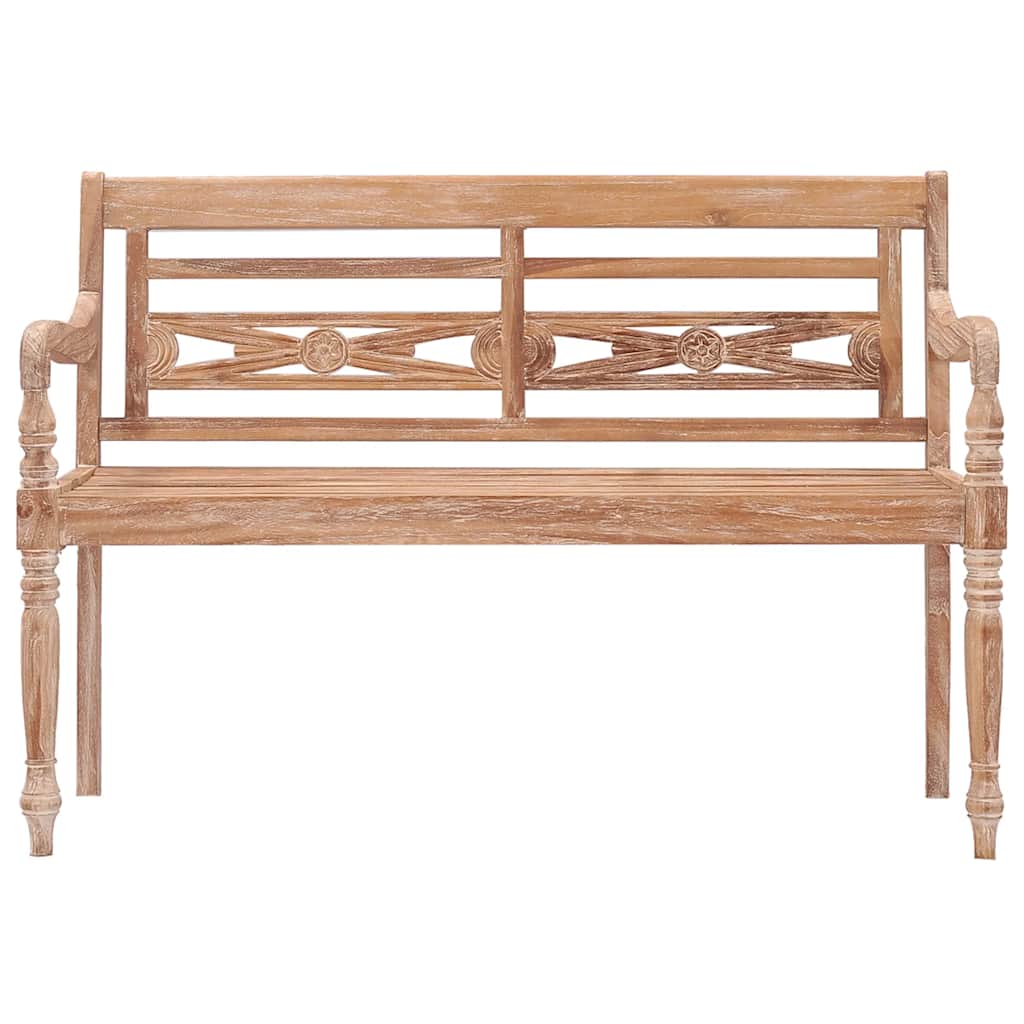 Banco Batavia madera de teca maciza blanco lavado 120 cm