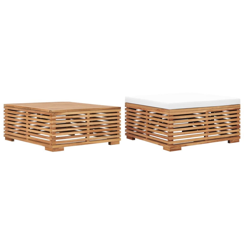 Set de mesa reposapiés de jardín cojín gris oscuro madera teca