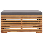 Set de mesa reposapiés de jardín cojín gris oscuro madera teca