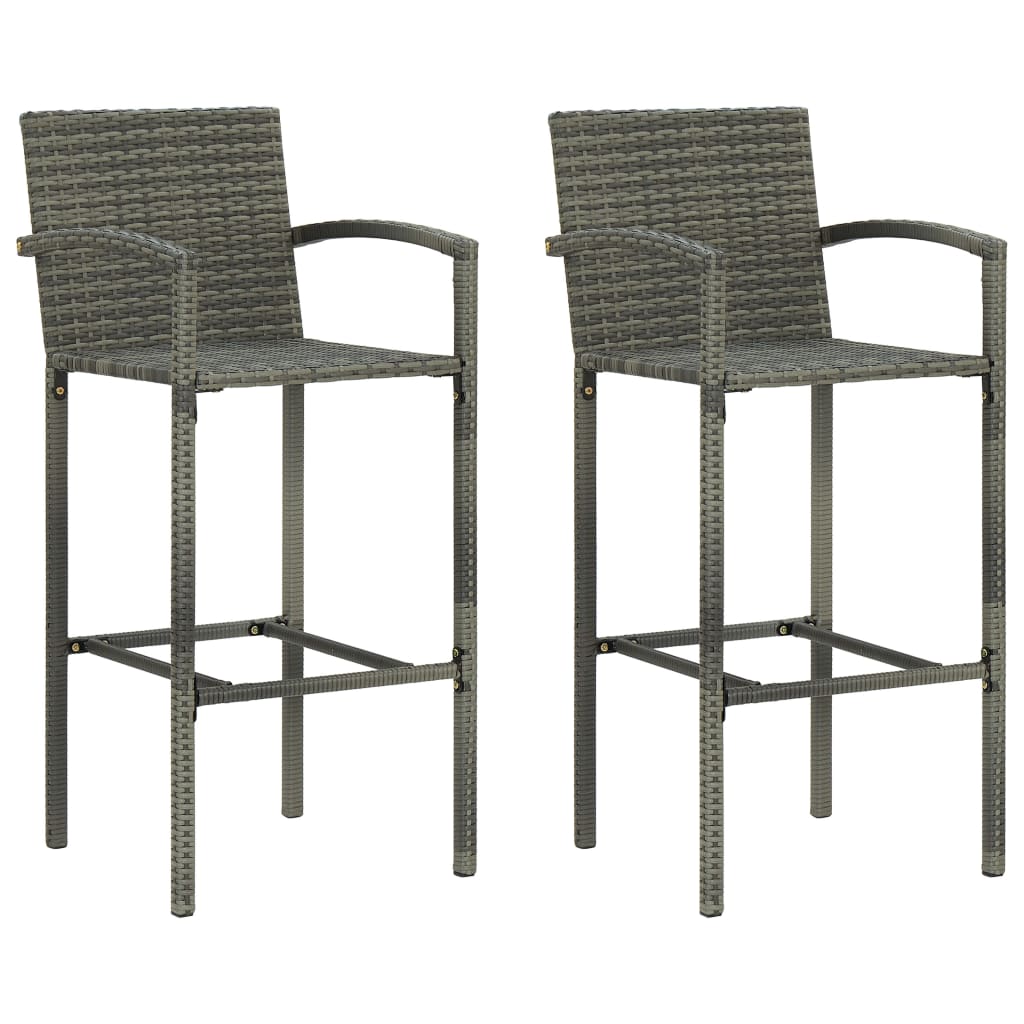 Conjunto de bar para jardín 3 piezas ratán sintético gris