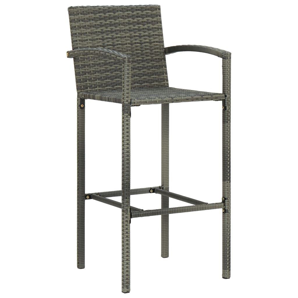 Conjunto de bar para jardín 3 piezas ratán sintético gris