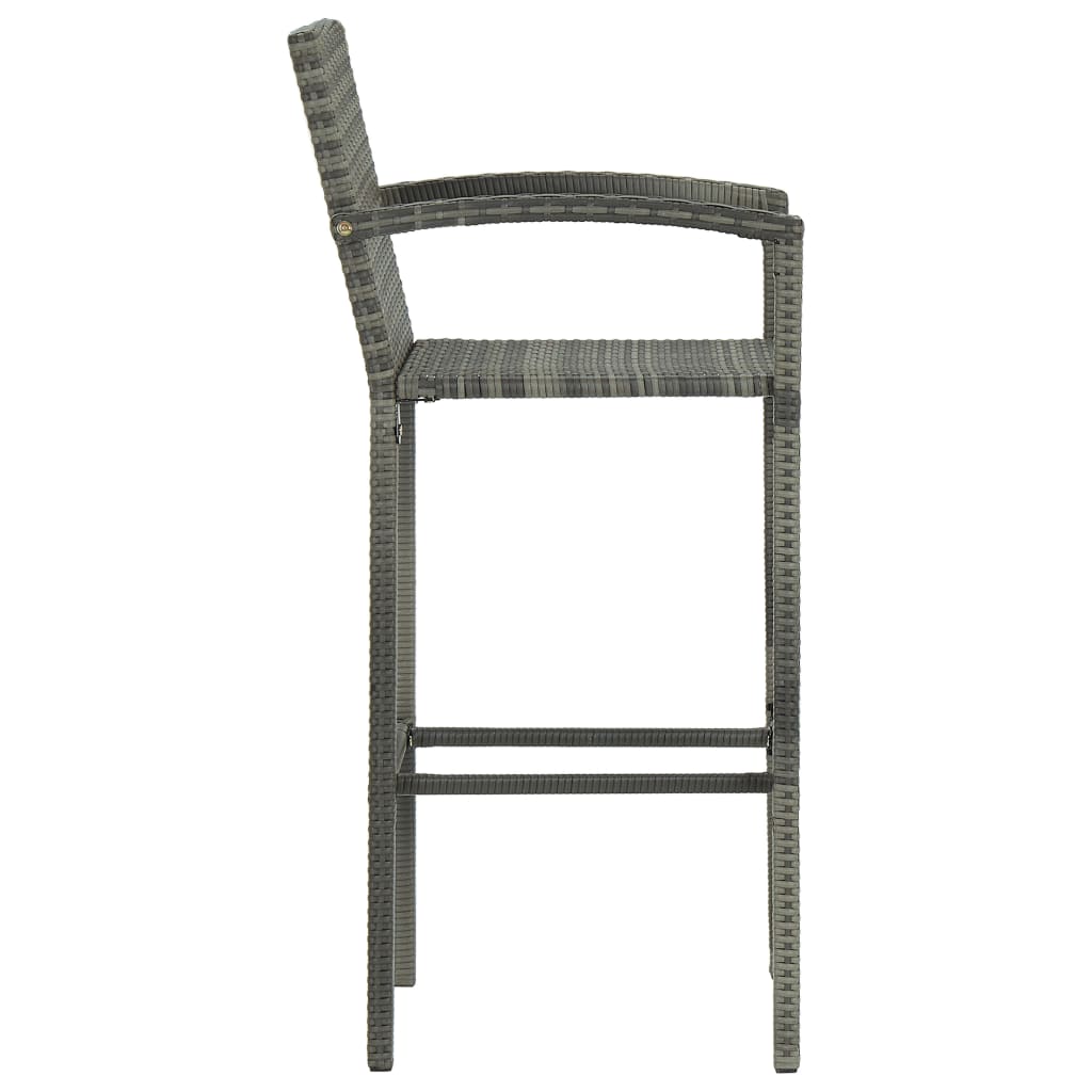 Conjunto de bar para jardín 3 piezas ratán sintético gris
