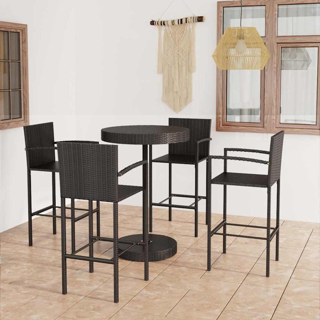 Conjunto de bar para jardín 3 piezas ratán sintético gris