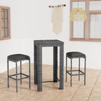 Conjunto de bar para jardín 3 piezas ratán sintético gris