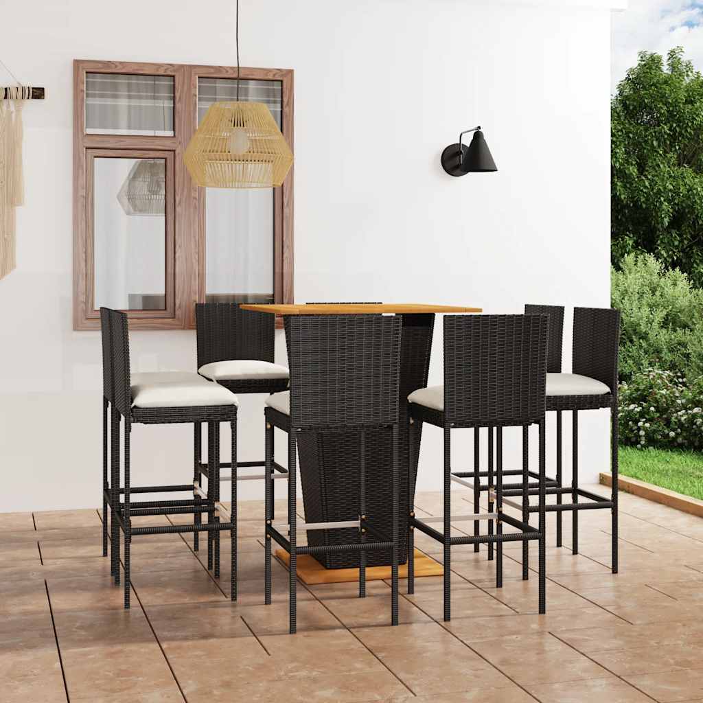 Conjunto de bar para jardín 3 piezas ratán sintético gris