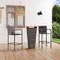 Conjunto de bar de jardín 3 piezas negro