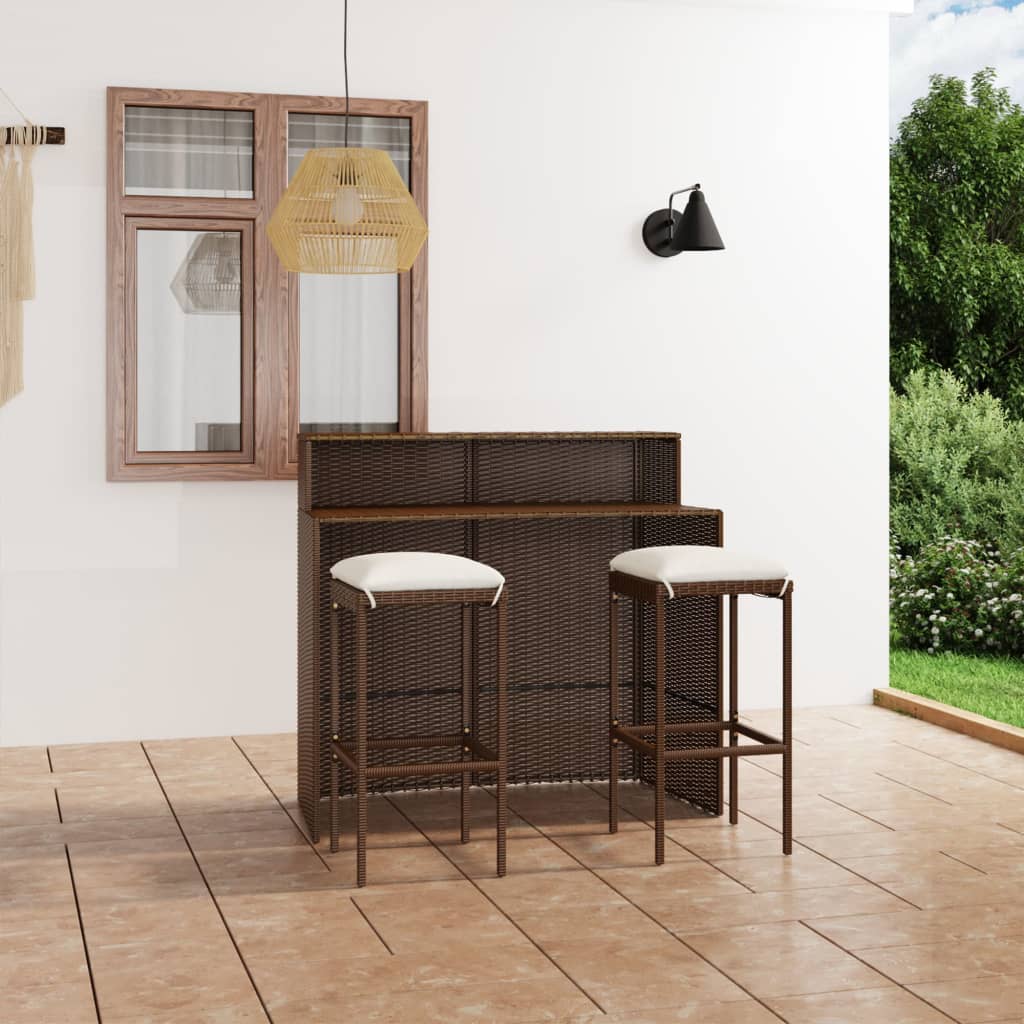 Conjunto de bar de jardín 3 piezas negro