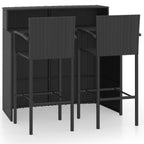Conjunto de bar de jardín 3 piezas negro