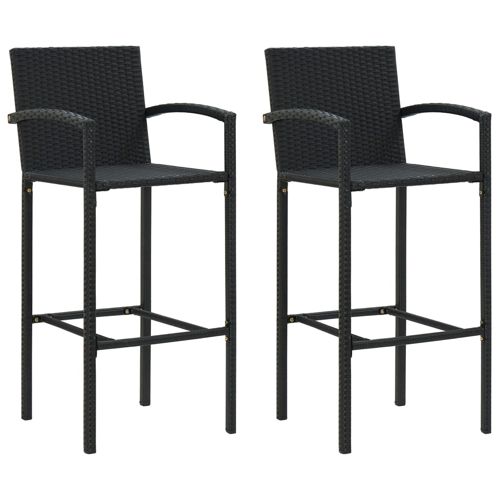 Conjunto de bar de jardín 3 piezas negro