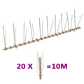 Set de 2 hileras de pinchos contra pájaros y palomas 20 uds 10m