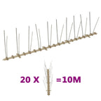 Set de 2 hileras de pinchos contra pájaros y palomas 20 uds 10m